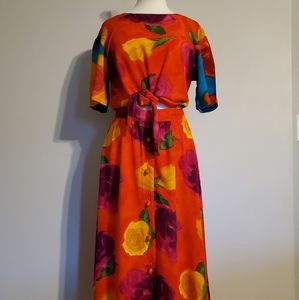 Vintage Summer Floral Skirt Set